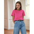 thumbnail image 4 of T-shirts à Manches Courtes Surdimensionnés pour Femmes, Col Rond, Coupe Ample, T-Shirt d'Entraînement, Hauts Décontractés d'Été, Coton, Rose Rouge, G, 4 of 8
