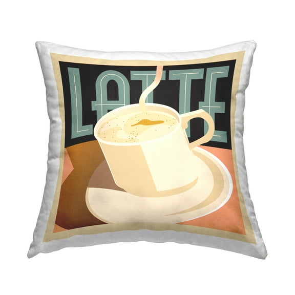 Stupell Industries Vintage Latte Mug Decorative Printed Throw Pillow, 18 x 18