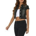 thumbnail image 4 of CHAQUETA DE JEAN CORTA PARA MUJER CON MANGAS CORTAS Y BOTONES EN NEGRO TAMAÑO XS, 4 of 6