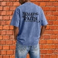 thumbnail image 6 of Mens Christian Graphic T Shirts - 'Walking By Faith Tripping Constantly' Vintage Acid Wash Tshirt Oversized Faith Quote Religious Casual Tops for Streetwear Summer Vacation, 6 of 8