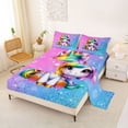 thumbnail image 2 of Erosebridal Girls Unicorn Bed Sheets,Multicolor Glitter Print King Sheets For Kids 4pcs, 2 of 6