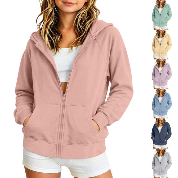 HAOTAGS Girls Zip Up Hoodie (2-13) Warm Cotton Long Sleeve Hooded Sweatshirt with Pocket Pink Size 5T