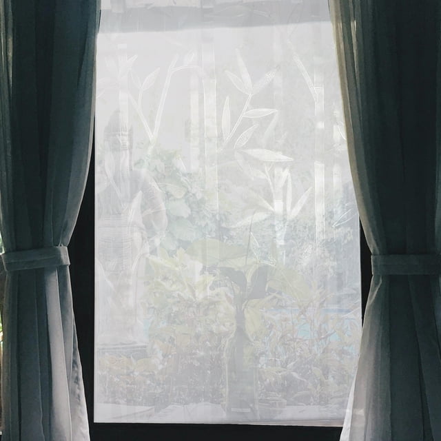 Película de privacidad para ventanas con patrón de bambú, adhesiva para vidrio, adhesivo para ventanas en casa 39.37"L x 17.72"W transparente