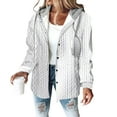 thumbnail image 2 of Women's Plaid Long Sleeve Button Down Hooded Jackets Warm Fall Outerwear Coat 2025 White S, 2 of 3