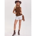 thumbnail image 7 of DARING DIVA Womens Denim Vest Button Down Jacket Sleeveless Jean Jacket 2XL Brown, 7 of 7