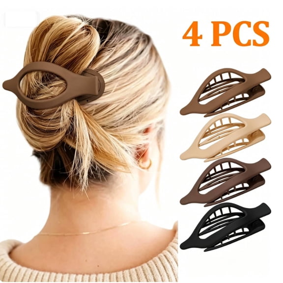 Hair Clips - 4Pcs Side Slide Volume Clips for Women Girls,Flat Hair Clips for Women,Strong Hold No Slip Grip, Thick or Thin Hair (Matte Finish, L:4.6 IN, W:1.97IN)