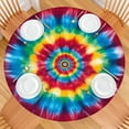 thumbnail image 2 of Colorful Rainbow Tie Dye Spiral Pattern Round Fitted Tablecloth with Elastic Edge,Dining Table Cover Waterproof,Outdoor Round Tablecloth for Camping,Dining,Indoor and Outdoor, 2 of 7