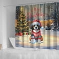 thumbnail image 4 of Merry Christmas Woofmas Xmas Noel Saint Bernard Santa Snowman Shower Curtain St Dog Lover Waterproof Bathroom Bathtub Curtain - 13016, 4 of 5