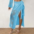 thumbnail image 4 of Awdenio Women's Skirts Crochet Swim Cover Up High Slit Sheer Long Beach Skirt Cover Up, 4 of 9