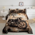 thumbnail image 2 of Feelyou Vintage Rustic Motorcycle Full Size Comforter Sets, Farmhouse Vehicle Bedding Comforter Set, Brown Retro Watercolor Reversible Bedding Sets, Super Cozy Room Decor, 3 Pieces, 2 of 7