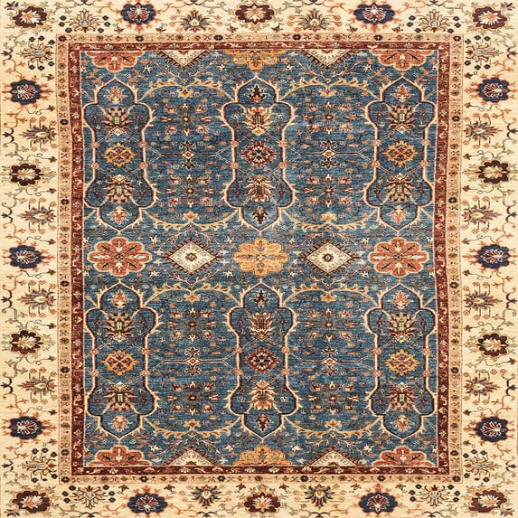 Ahgly Company Machine Washable Indoor Square Abstract Brown Sugar Brown Area Rugs, 7' Square