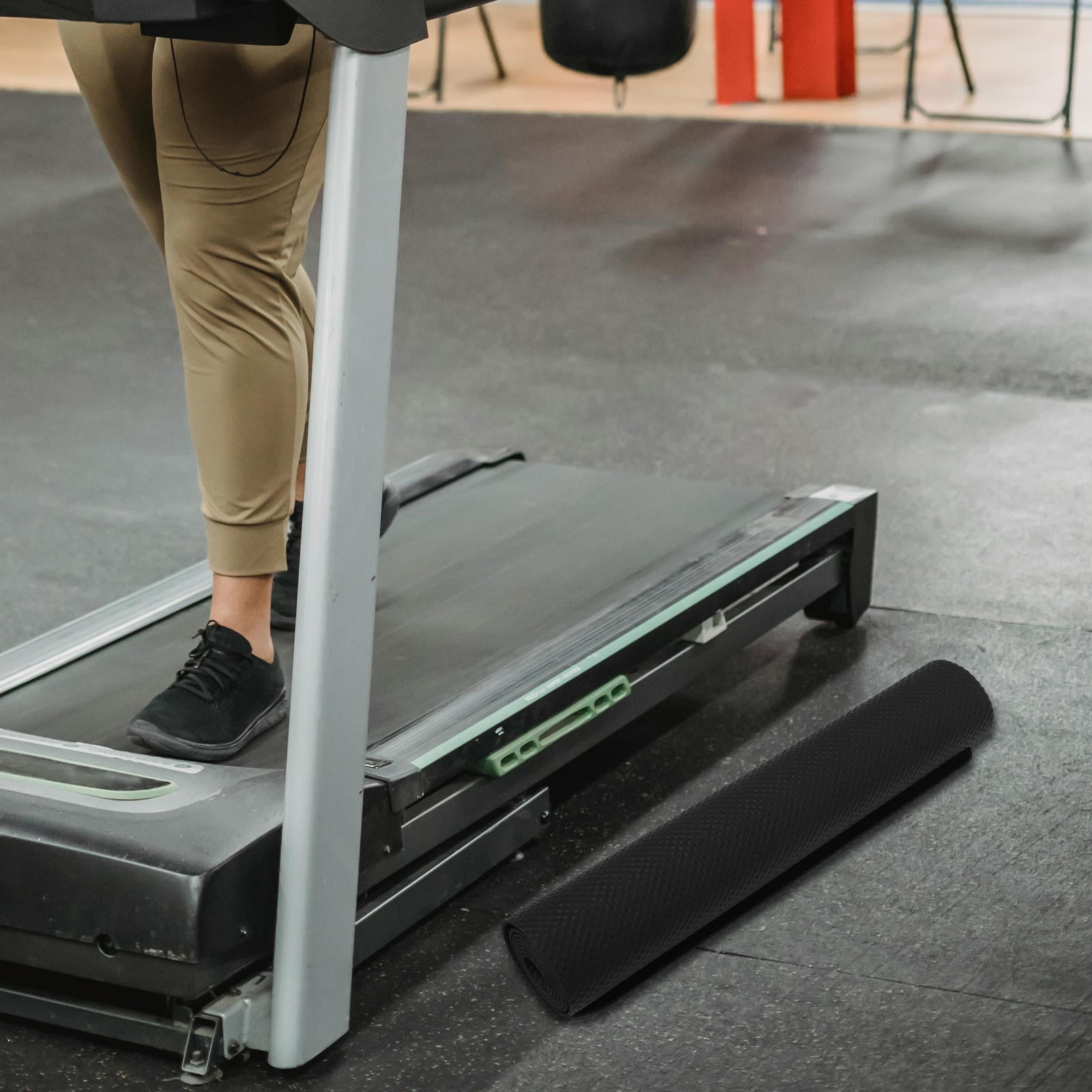 NIYANGLE Bodybuilding Yoga Mat Treadmill Mat Black Rubber Noise Reduction 1Set