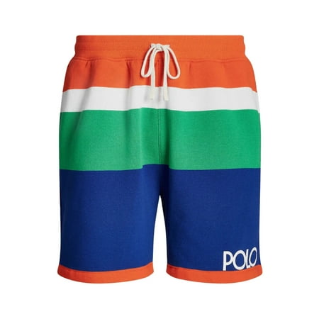 Polo Ralph Lauren 710901575001 Shorts Men Orange Multi Colorblock Striped MXX153 (Orange,Regular,S)