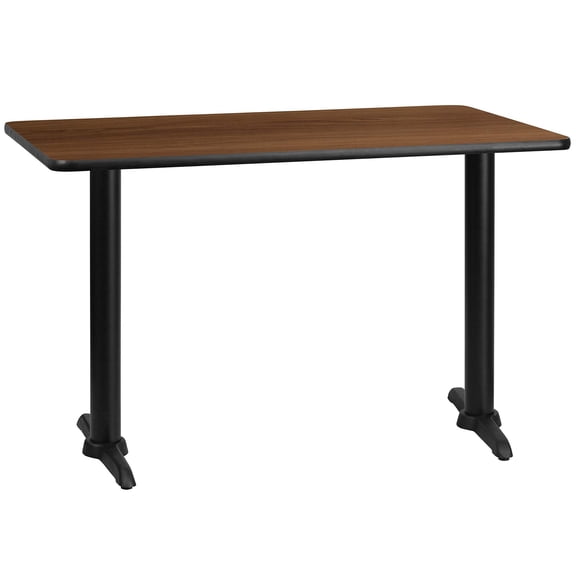 Pemberly Row 30" x 48" Restaurant Dining Table in Black and Walnut