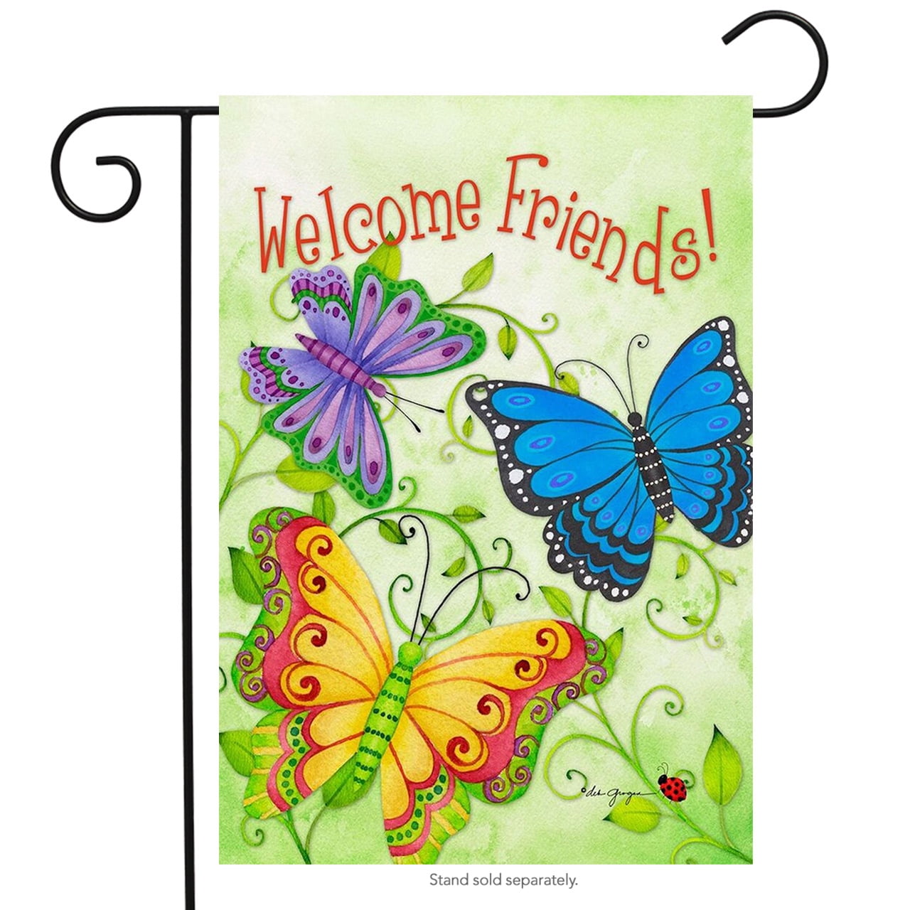 Butterfly Welcome Spring Garden Flag Welcome Friends Butterflies 12.5"x