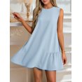 thumbnail image 3 of Womens Cute Dress A-Line Round Neck Dress Sleeveless Light Blue XL, 3 of 6