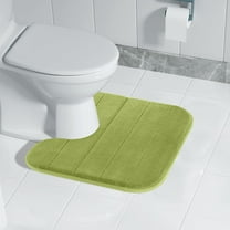 U-Shape Memory Foam Toilet Mat - Non-Slip Bathroom Rug Water Absorbent Machine Washable Soft Velvet Fleece Comfort Floor Pad(Green)