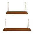 thumbnail image 3 of Kate and Laurel Vista Wood and Metal Wall Shelves, 2 Piece Set, Walnut Brown and Gold, 3 of 5