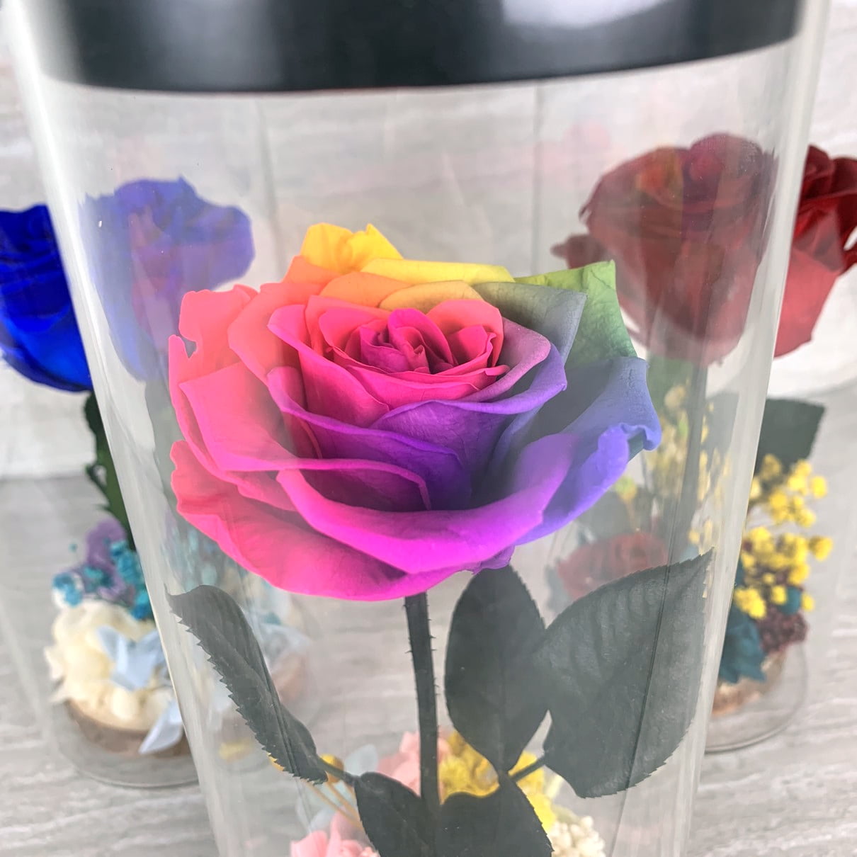 Eternal Rose with Preserved Moss Forever Rose Infinity Rose in a Glass Vase