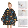 thumbnail image 6 of DarkBlue Dinosaurs Pattern Blanket Hoodies for Kids 6-13YR Oversize Wearable Blanket Hoodies for Boys Girls Teens, 6 of 7