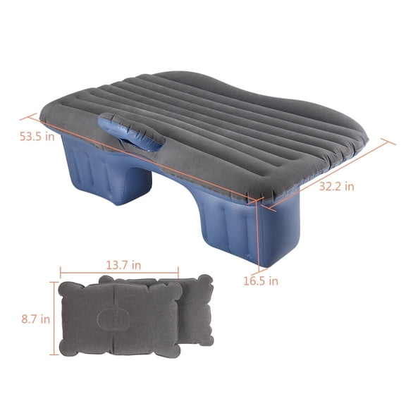 Car Air Mattress, Inflatable Travel Bed with Pillows, Backseat Sleeping Pad for Road Trips, Camping, and SUVs Black
