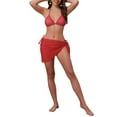 thumbnail image 2 of INSPIRAR CHIC Conjuntos de Bikini de Decoración de Concha para Mujeres de 3 Piezas con Top Halter, Parte Inferior de Triángulo con Lazo y Falda Cubierta Roja Mediana, 2 of 5