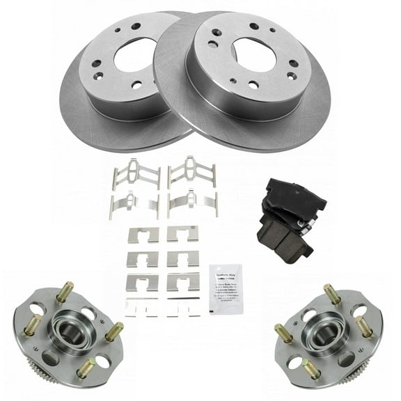TRQ Wheel Hub Ceramic Brake Pad Rotor Kit Rear w/Chemicals BKA17038