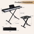 thumbnail image 3 of Costway 88-Key Electric Piano Keyboard with Adjustable Stand Stool, Light-up Keys & Buttons Black, 3 of 10