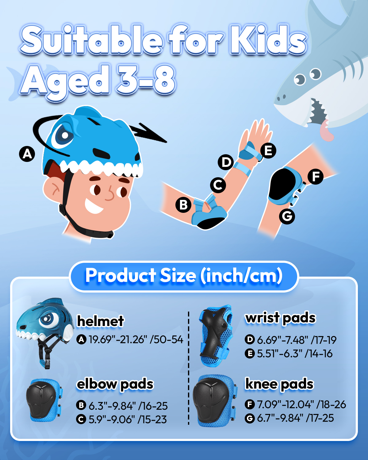 FUNWICT Kids Bike Helmet Boys Girls Bicycle Helmet for Kids 3-5-8 Breathable Adjustable Lightweight Kids Helmet and Pads Set for Cycling Skating Scooter Skateboard