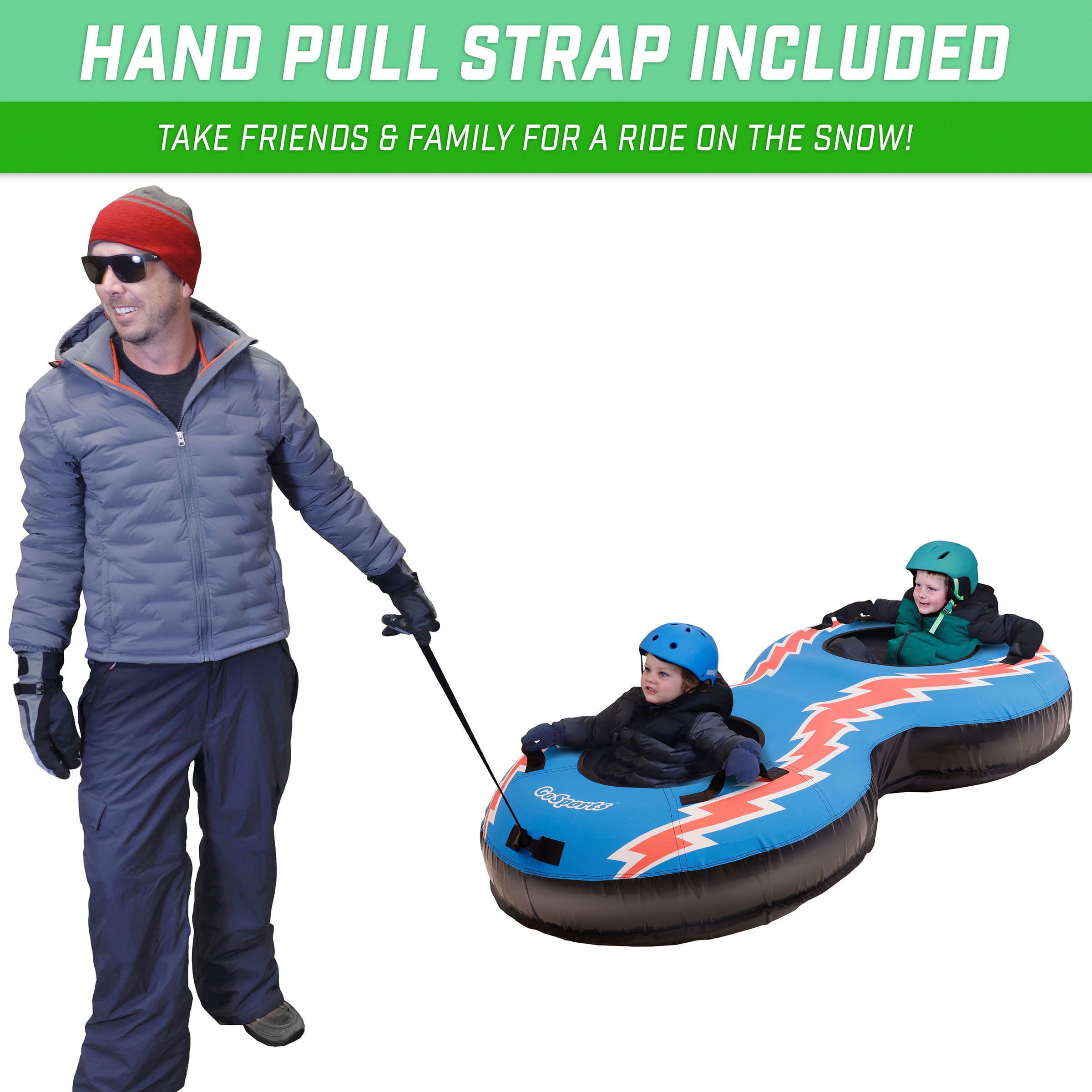 GoSports Heavy Duty 2 Person Winter Snow Tube with Premium Canvas Cover - Retro