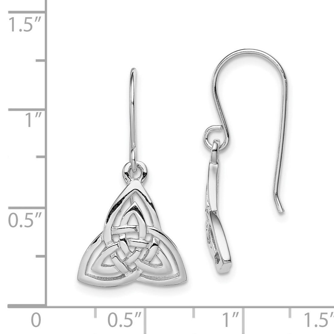 925 Sterling Silver Polished Celtic Knot Dangle Shepherd Hook Earrings 28x15mm Wide Dangle Earring for Women