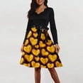thumbnail image 5 of 2026 Valentine Dress for Women Retro Long Sleeve V-Neck Cocktail Dresses with Belt 3D Love Heart Print A-Line Dress Gold 3XL, 5 of 6