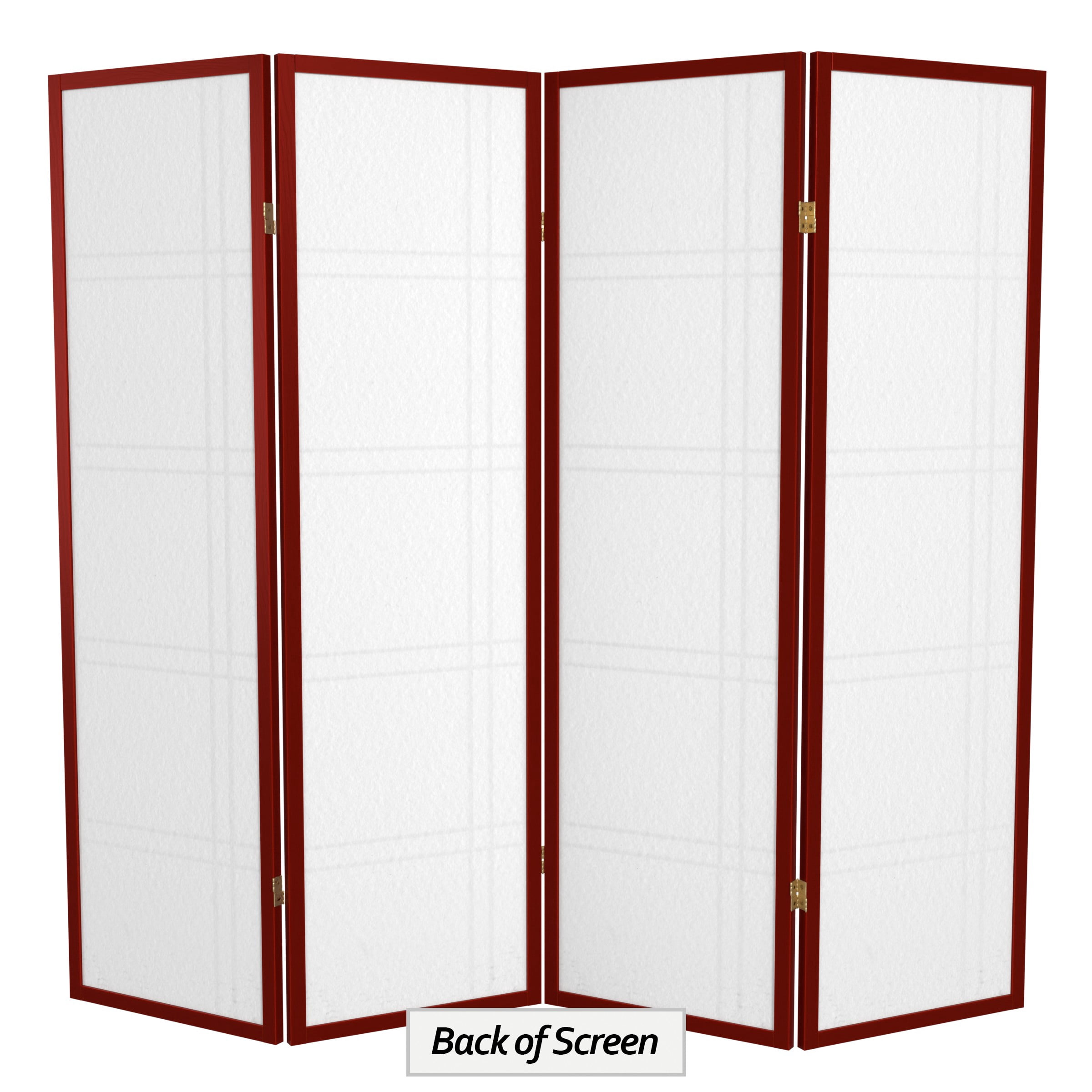 5 ft. Japanese Style Shoji Screen Room Divider with Double Cross Lattice - Rosewood - 4 Panel Folding