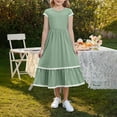 thumbnail image 6 of Efsteb Summer Dress for Girls Elastic Waisted Short Sleeve Dresses Short Sleeve Casual Flowy Tiered Dress with Pockets (Green,5 Years), 6 of 8