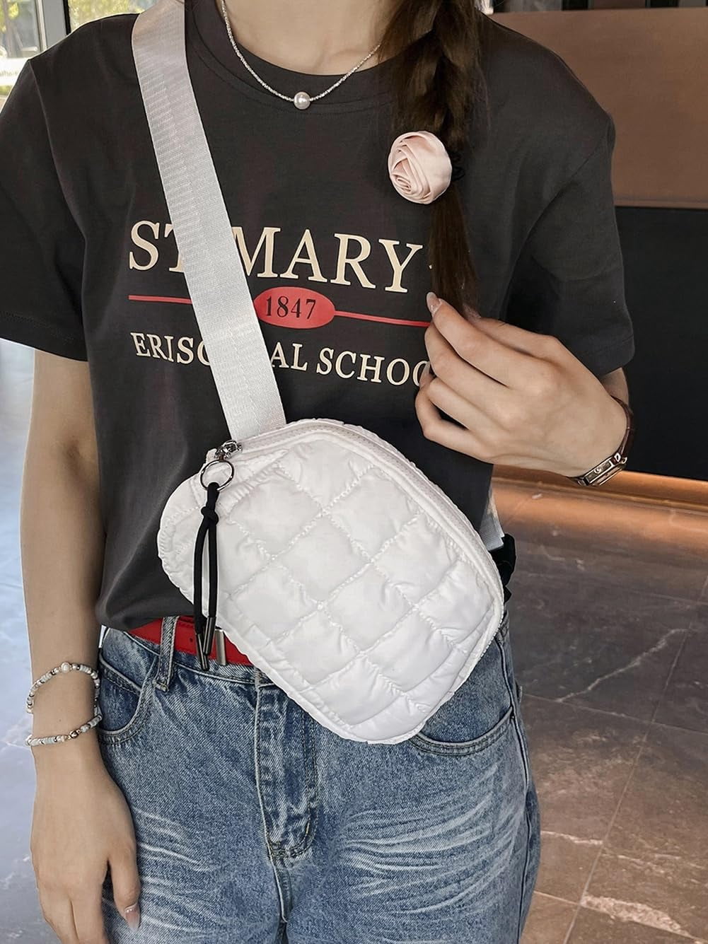 Puffer Belt Bag for Women Crossbody Purse Waist Packs Padded Cross Body Hobo Shoulder Travel Purse Cute Quilted Fanny Pack