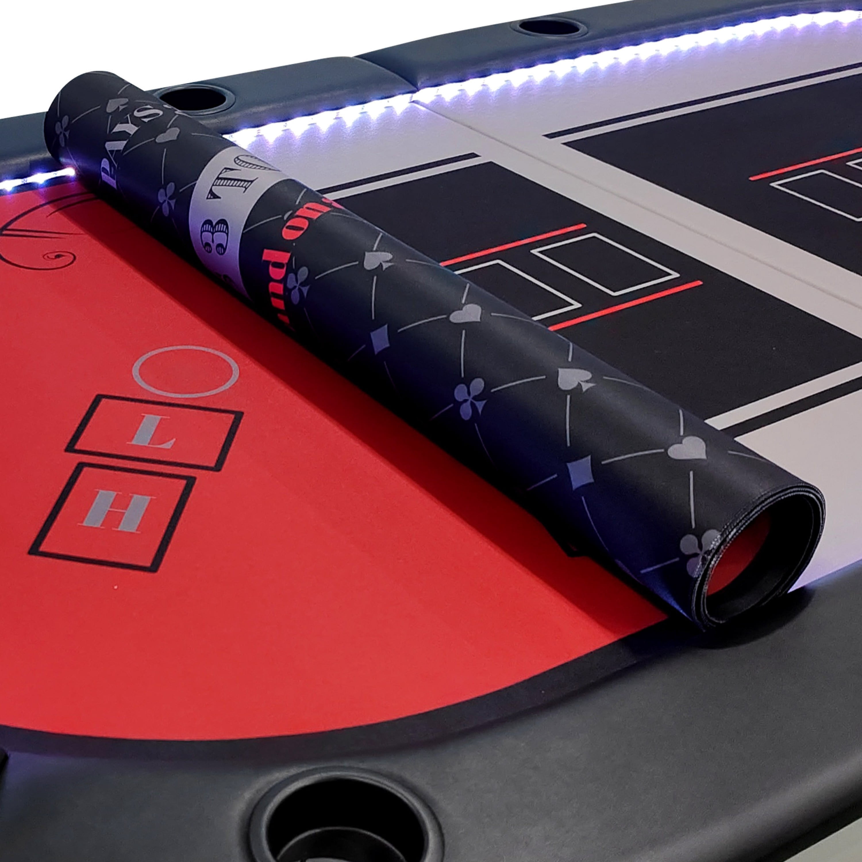 10-Player Folding Poker Table 3-in-1, LED Lights, Padded Rails, Cup Holders, and Foldable Design for Easy Storage by Barrington Billiards