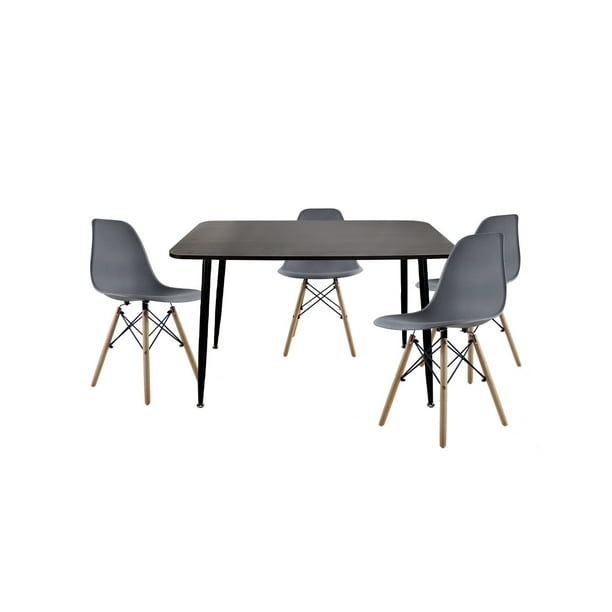 Comedor Rectangular Murcia 120x70 con Sillas Gris para 4 personas