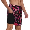 thumbnail image 2 of Balery Various pink and red Bow knots Bañador para hombre, shorts de playa de secado rápido con entrepierna y forro de compresión-Medium, 2 of 6