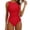 Red, variant on Kaemgyyd Women Swimsuits One Piece Full Coverage Backless Bathing Suit Plain Ruched Swimwear Beach Vacation Clothes