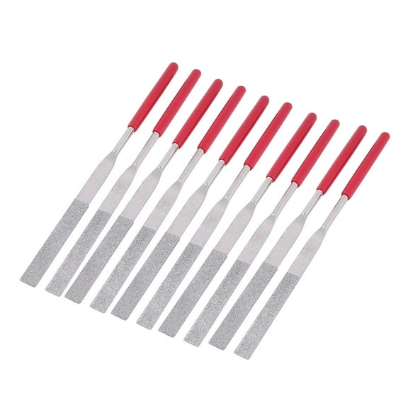 10Pcs 160mm x 4mm Plastic Coated Handle Flat Type Diamond Files Grinding Tool