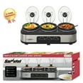 thumbnail image 5 of Sunvivi Small Slow Cooker Triple Food Warmer Buffet Servers with 3 Ceramic Pot 1.5 Quart Crock, Perfect for Parties, Entertaining & Holidays, 5 of 11