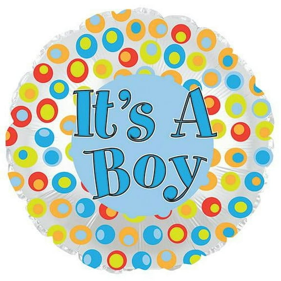 LOONBALLOON Baby Boy Balloons, 17″ ITS A BOY COLORFUL DOTS