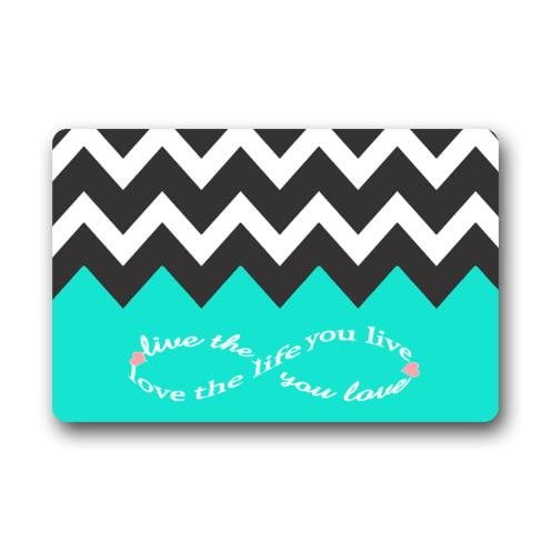 Winhome Infinity Live The Life You Love Love The Life You Live Chevron Pattern Turquoise Black White Doormat Floor Mats Rugs Outdoors Indoor Doormat Size 23 6x15 7 Inches Walmart Com Walmart Com
