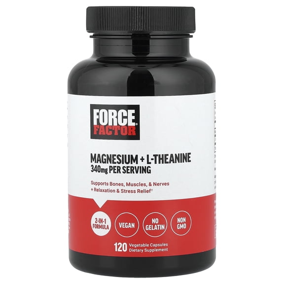 Force Factor Magnesium   L-Theanine, 120 Vegetable Capsules