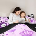 thumbnail image 5 of Erosebridal Dreamy Princess Style Kids 7 Pieces Bedding Comforter Set,Purple Zebra Stripe Print Billiard Full Bedding Set,Reversible, 5 of 7
