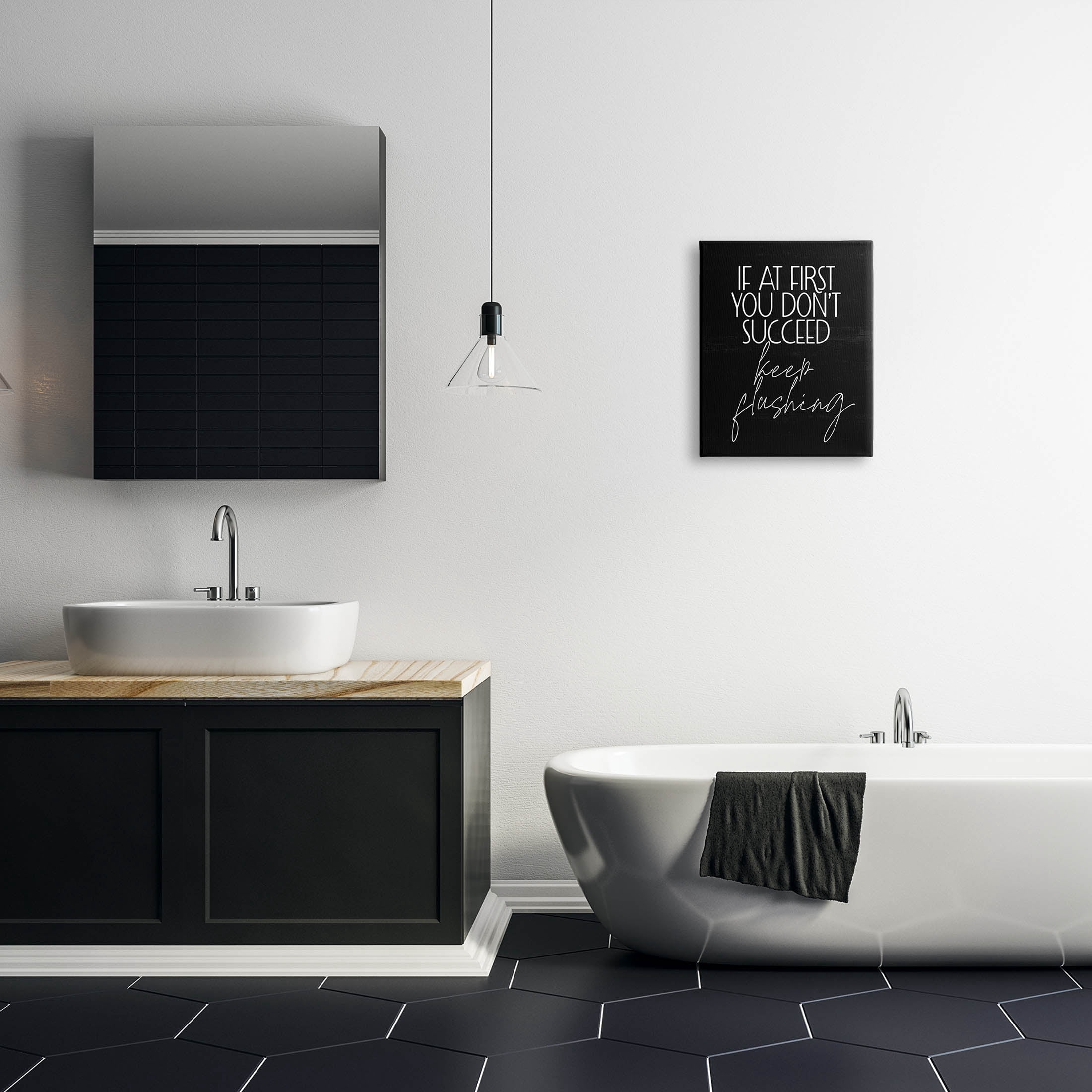 Stupell Industries Keep Flushing Funny Bathroom Graphic Art Gallery Wrapped Canvas Print Wall Art, Design by Lil' Rue