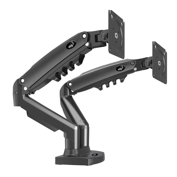 ELG F160N Dual Monitor Desk Mount Gas Spring Stand Swivel Tilt 17–35" Screens VESA 2.9–3.9" Black