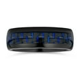 thumbnail image 2 of Bling Jewelry Mens Unisex Titanium Wedding Band Ring with Simulated Blue Opal Inlay for Couples, 2 of 4
