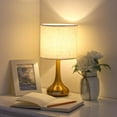 thumbnail image 2 of TUOREN 13.8” Minimalist Gold Metal Table Lamp with Linen Shade (2 Count), 2 of 3