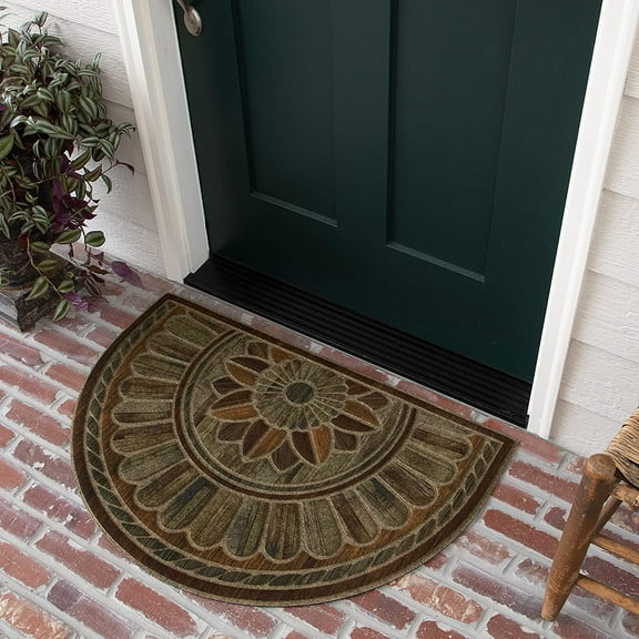 Entryway Door Mat 2' x 3' All Weather Doormat Outdoor Non Slip Recycled Rubber, Boardwalk Path Chestnut